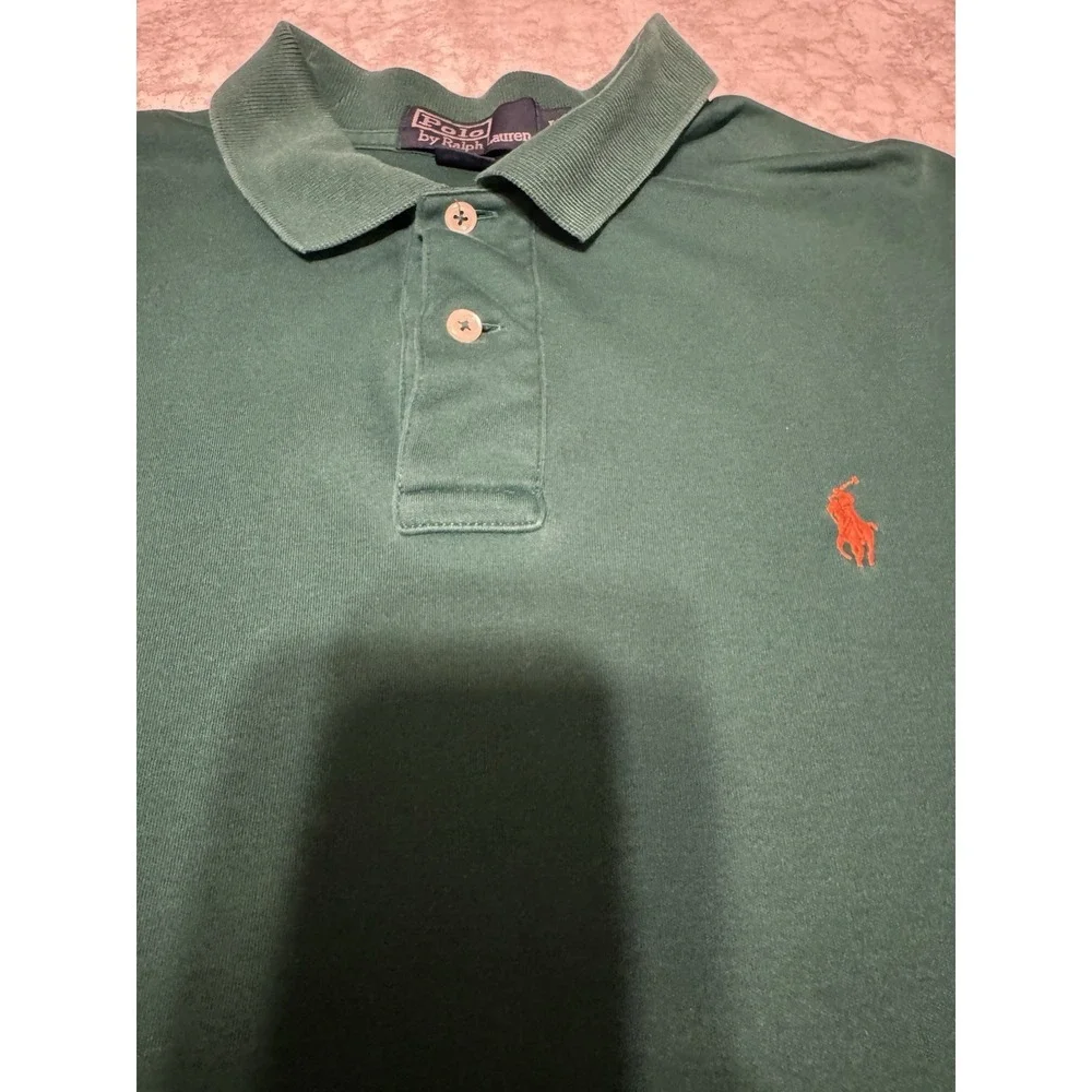 Vintage Polo by Ralph Lauren‎ Polo Shirt Men's L Forrest Green Orange Pony Prep